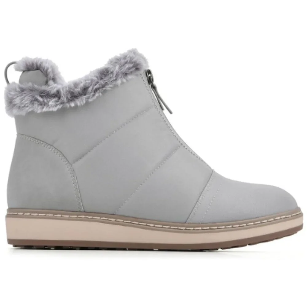 WHITE MOUNTAIN Women's Shoes Tamarin Puffer Ankle Bootie Grey/Fabric